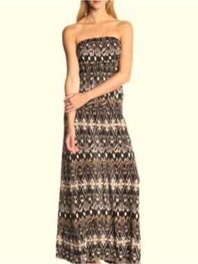 Joie Strapless Ikat Pattern Maxi Dress
